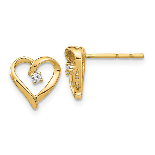 Lex & Lu 14k Yellow Gold AA Diamond Heart Earrings LAL1974 - Lex & Lu