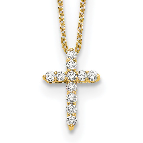 Lex & Lu 14k Yellow Gold Cross Pendant w/Chain Necklace LAL2560 - Lex & Lu