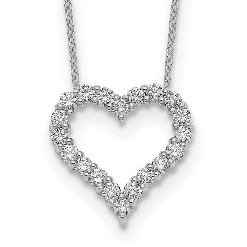 Lex & Lu 14k White Gold Heart Pendant w/Chain Necklace LAL2574 - Lex & Lu