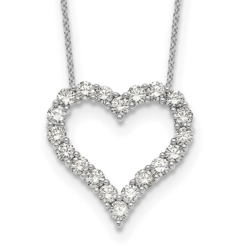 Lex & Lu 14k White Gold Heart Pendant w/Chain Necklace LAL2582 - Lex & Lu