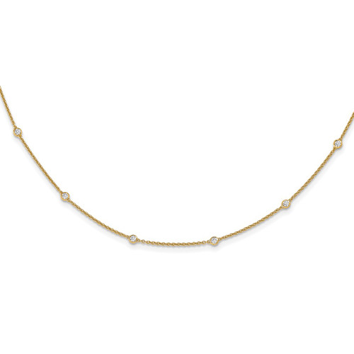 Lex & Lu 14k Yellow Gold Diamond Rolo Necklace LAL2624 - Lex & Lu