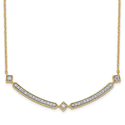 Lex & Lu 14k Yellow Gold Diamond Curved Bar Necklace LAL2659 - Lex & Lu