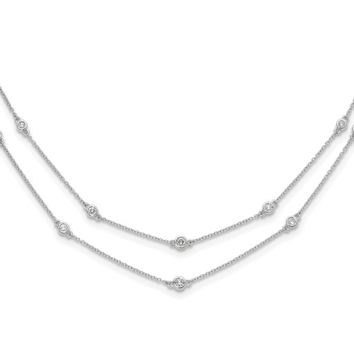 Lex & Lu 14k White Gold Diamond Multi Station Double Strand Necklace - Lex & Lu