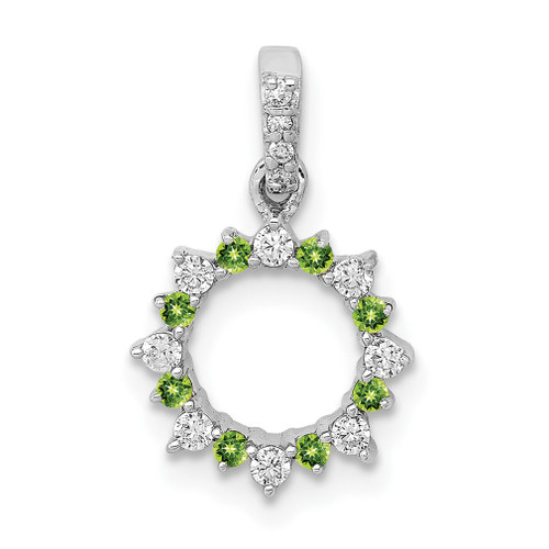 Lex & Lu 14k White Gold Diamond & Peridot Fancy Pendant LAL2869 - Lex & Lu