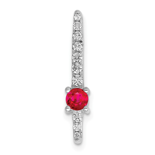 Lex & Lu 14k White Gold Diamond & Ruby Fancy Chain Slide LAL2907 - Lex & Lu