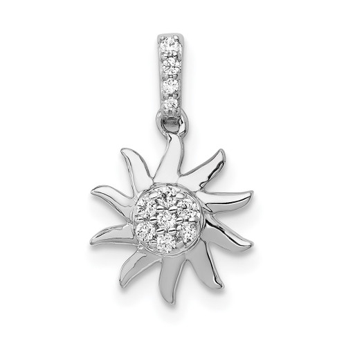 Lex & Lu 14k White Gold Diamond Fancy Sun Pendant LAL2947 - Lex & Lu