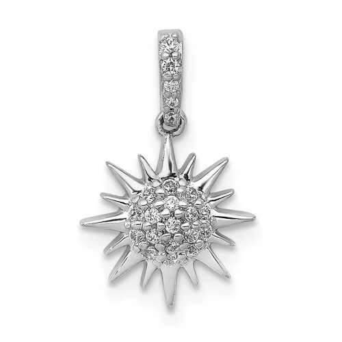 Lex & Lu 14k White Gold Diamond Fancy Sun Pendant LAL2948 - Lex & Lu