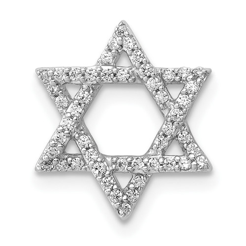 Lex & Lu 14k White Gold Diamond Star of David Chain Slide LAL2992 - Lex & Lu