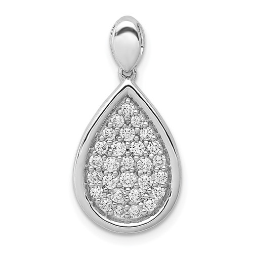 Lex & Lu 14k White Gold Diamond Fancy Teardrop Pendant LAL3087 - Lex & Lu