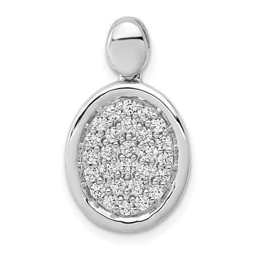 Lex & Lu 14k White Gold Diamond Fancy Oval Pendant LAL3089 - Lex & Lu