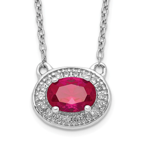 Lex & Lu 14k White Gold Diamond & Ruby Necklace LAL3132 - Lex & Lu