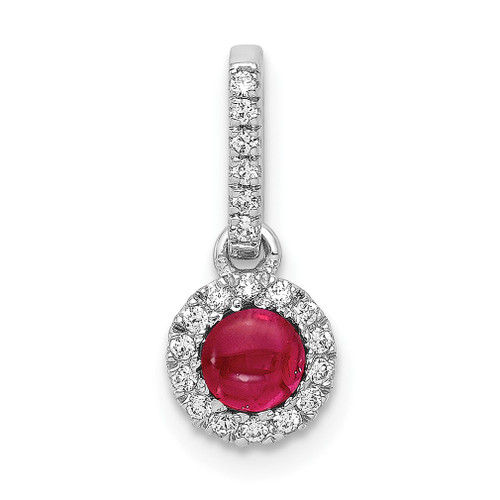 Lex & Lu 14k White Gold Diamond & Ruby Pendant LAL3175 - Lex & Lu