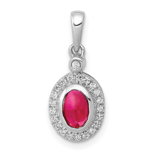 Lex & Lu 14k White Gold Diamond & Ruby Pendant LAL3200 - Lex & Lu