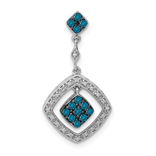 Lex & Lu 14k White Gold White & Blue Diamond Dangle Pendant - Lex & Lu