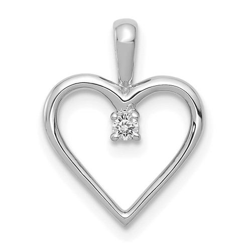 Lex & Lu 14k White Gold AA Diamond Heart Pendant LAL3580 - Lex & Lu
