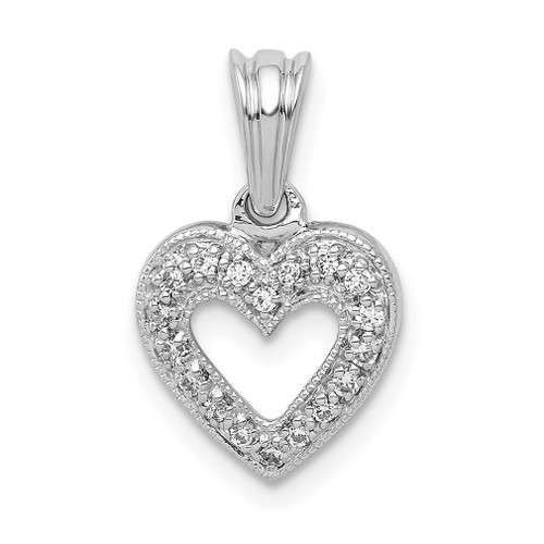 Lex & Lu 14k White Gold Diamond Heart Pendant LAL3644 - Lex & Lu