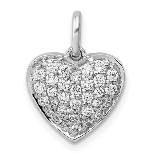 Lex & Lu 14k White Gold AA Diamond Heart Pendant LAL3669 - Lex & Lu