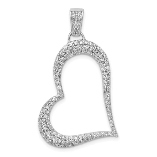 Lex & Lu 14k White Gold Diamond Heart Pendant LAL3683 - Lex & Lu