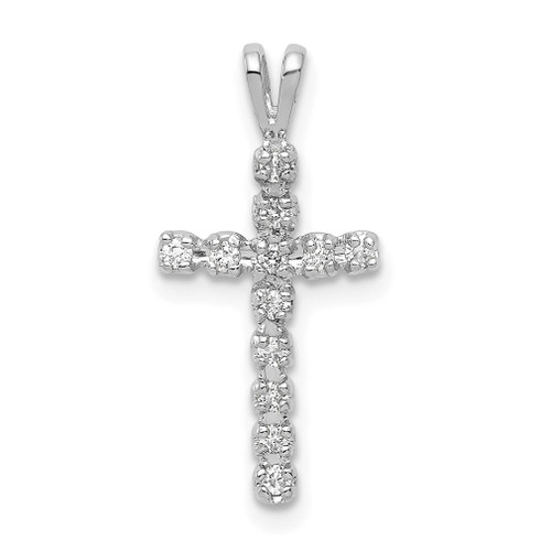 Lex & Lu 14k White Gold AA Diamond Cross Pendant LAL3743 - Lex & Lu