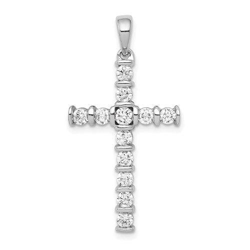 Lex & Lu 14k White Gold AA Diamond Latin Cross Pendant - Lex & Lu