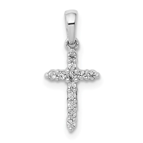 Lex & Lu 14k White Gold Polished Diamond Cross Pendant LAL3764 - Lex & Lu