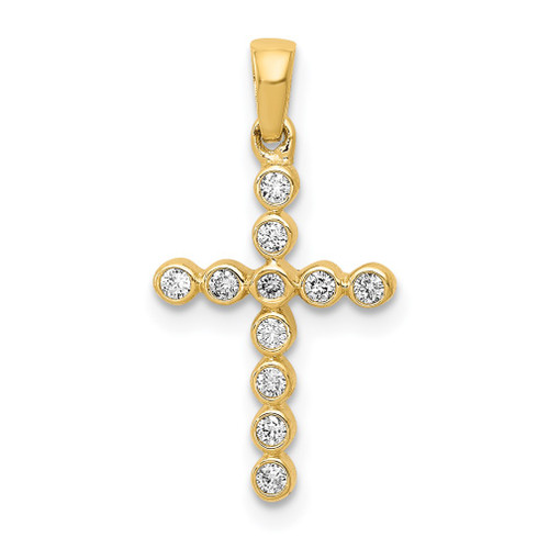 Lex & Lu 14k Yellow Gold Polished Diamond Cross Pendant - Lex & Lu