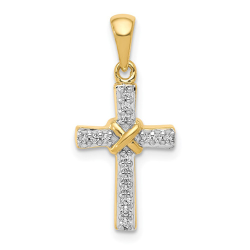 Lex & Lu 14k Yellow Gold w/Rhodium Diamond Latin Cross Pendant LAL3774 - Lex & Lu