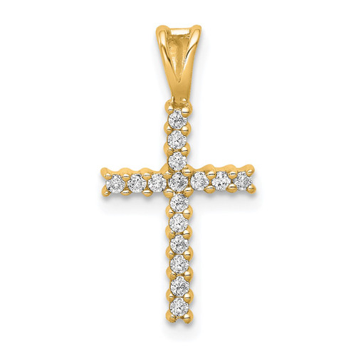 Lex & Lu 14k Yellow Gold w/Rhodium Diamond Latin Cross Pendant LAL3783 - Lex & Lu