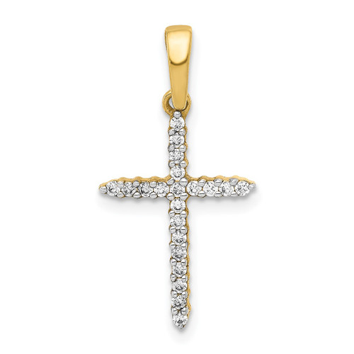 Lex & Lu 14k Yellow Gold Diamond Cross Pendant LAL3790 - Lex & Lu