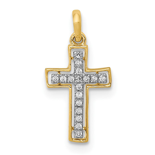 Lex & Lu 14k Yellow Gold Two-tone Diamond Cross Pendant - Lex & Lu