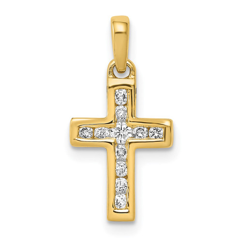 Lex & Lu 14k Yellow Gold Diamond Latin Cross Pendant - Lex & Lu