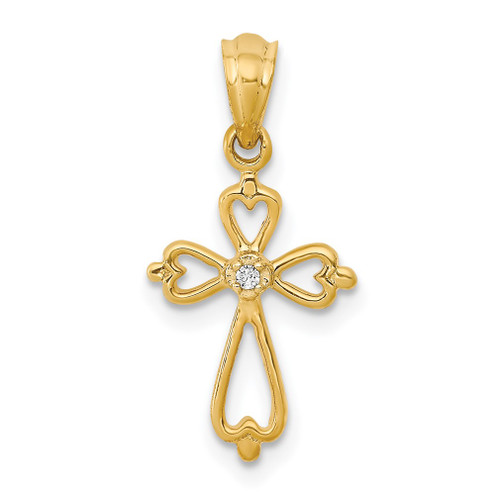 Lex & Lu 14k Yellow Gold Diamond Accented Cross Pendant - Lex & Lu