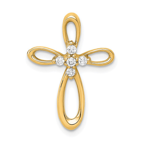 Lex & Lu 14k Yellow Gold Diamond Cross Pendant Slide Pendant LAL3822 - Lex & Lu