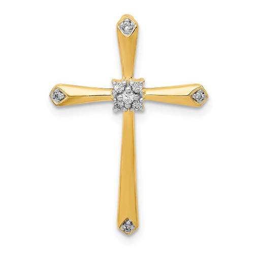 Lex & Lu 14k Yellow Gold w/Rhodium Diamond Accent Cross Pendant - Lex & Lu