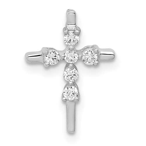 Lex & Lu 14k White Gold Diamond Cross Pendant LAL3861 - Lex & Lu