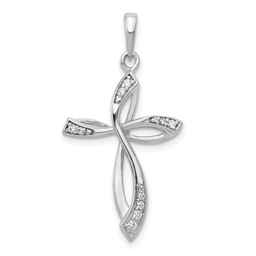 Lex & Lu 14k White Gold Diamond Cross Pendant LAL3883 - Lex & Lu