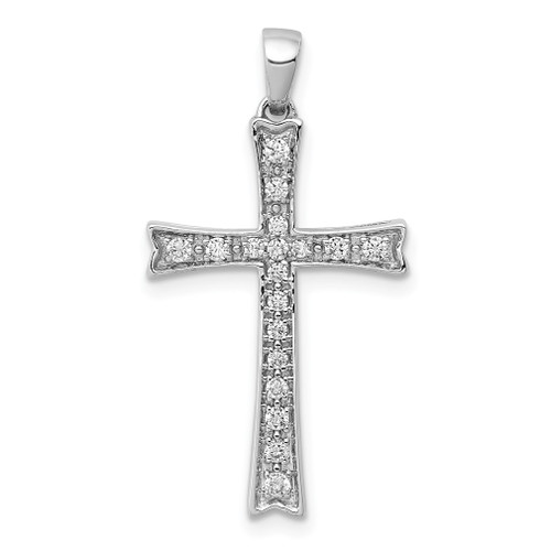 Lex & Lu 14k White Gold Diamond Cross Pendant LAL3905 - Lex & Lu