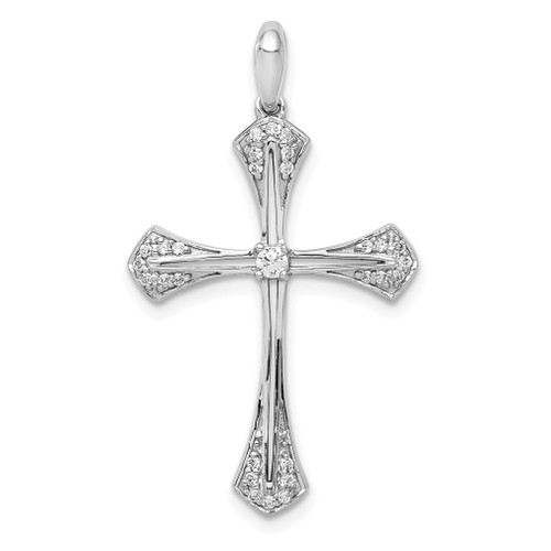 Lex & Lu 14k White Gold Diamond Cross Pendant LAL3972 - Lex & Lu