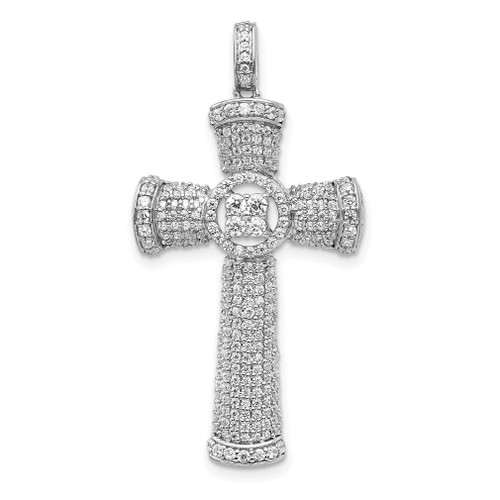 Lex & Lu 14k White Gold Diamond Cross Pendant LAL3985 - Lex & Lu