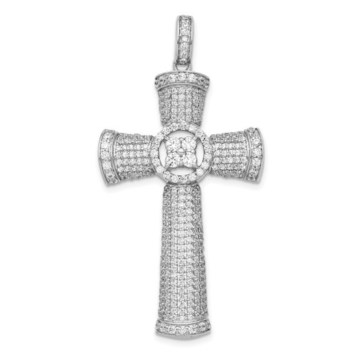 Lex & Lu 14k White Gold Diamond Cross Pendant LAL3986 - Lex & Lu