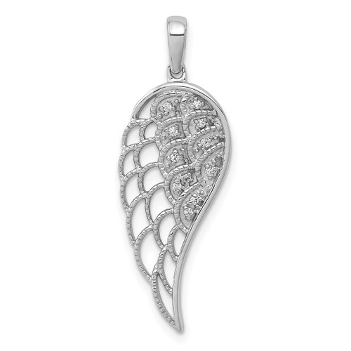 Lex & Lu 14k White Gold Diamond Open-work Wing Pendant - Lex & Lu