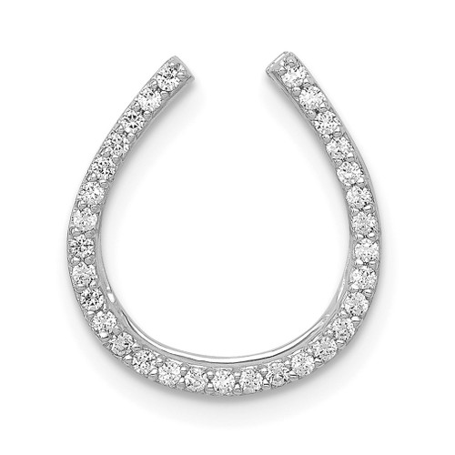 Lex & Lu 14k White Gold Diamond Horseshoe Slide Pendant - Lex & Lu