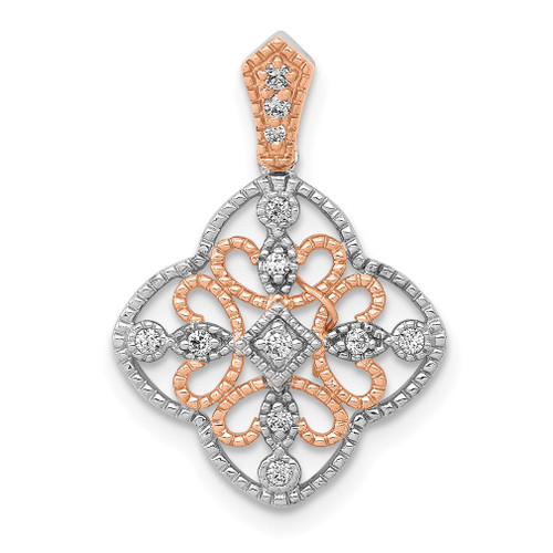 Lex & Lu 14k White Gold w/Rose Rhodium Diamond Pendant - Lex & Lu