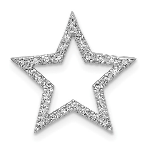 Lex & Lu 14k White Gold Small Diamond Star Chain Slide Pendant LAL4052 - Lex & Lu
