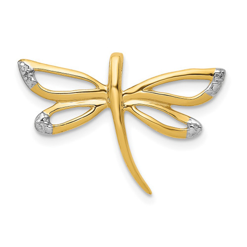 Lex & Lu 14k Yellow Gold w/Rhodium Diamond Accent Dragonfly Chain Slide - Lex & Lu