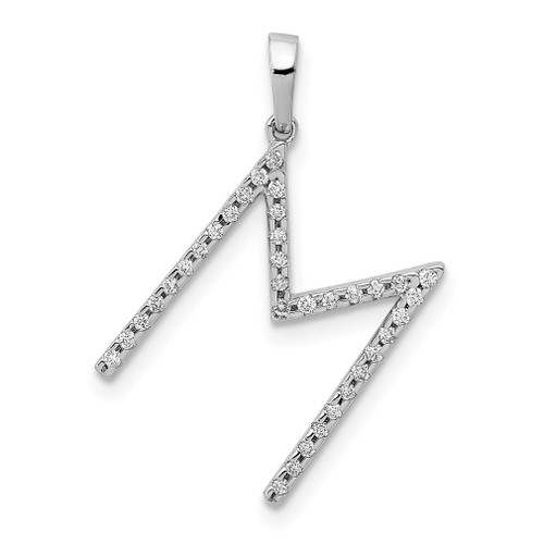Lex & Lu 14k White Gold Diamond Initial M Pendant - Lex & Lu