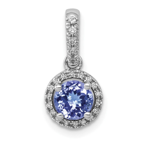 Lex & Lu 14k White Gold Tanzanite Diamond Pendant LAL4165 - Lex & Lu