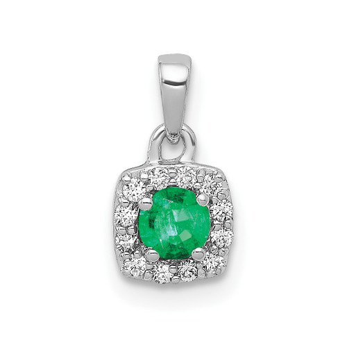 Lex & Lu 14k White Gold Diamond & Emerald Pendant LAL4200 - Lex & Lu