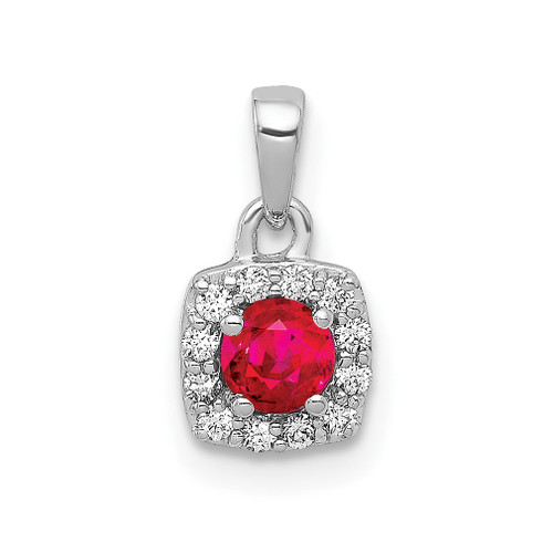 Lex & Lu 14k White Gold Diamond & Ruby Pendant LAL4201 - Lex & Lu