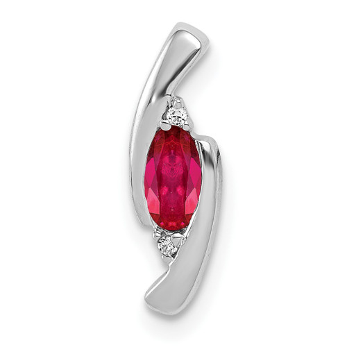 Lex & Lu 14k White Gold Diamond and Ruby Pendant LAL4243 - Lex & Lu